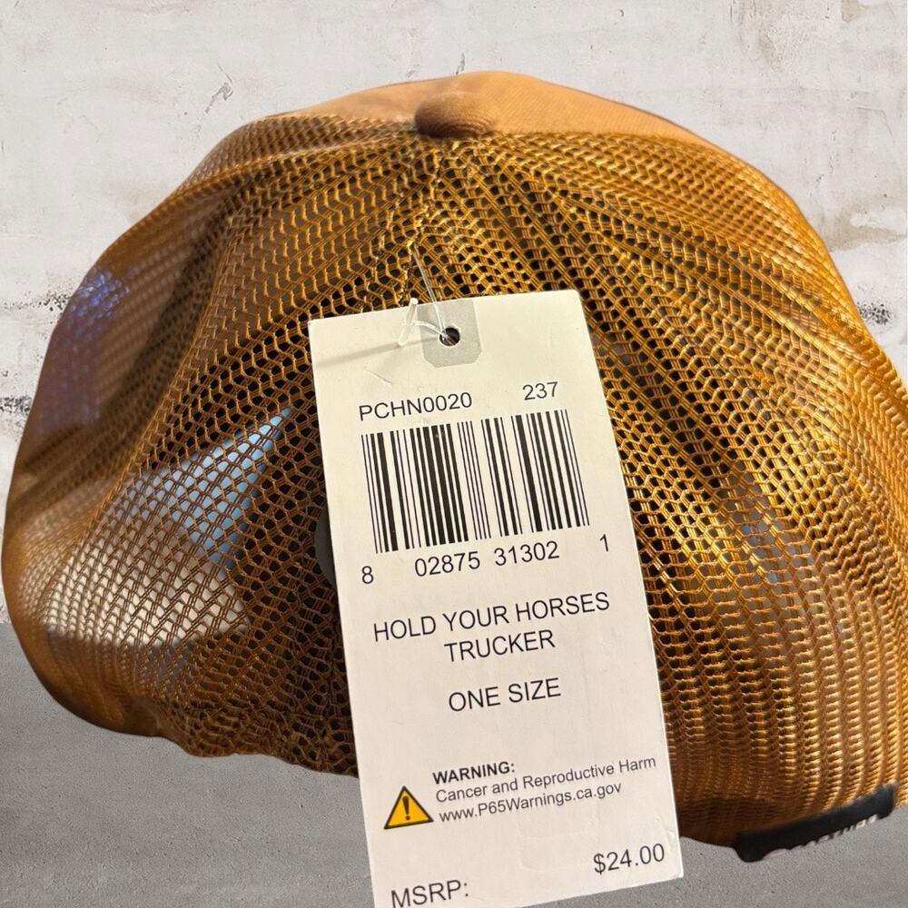 Capture Western Graphic Brown Trucker Hat with Orange Trim NWT - Picture 3 of 3
